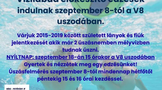 Gyermek vízilabda edzések a V8-ban - toborzó kampányt indít a KÓPÉ