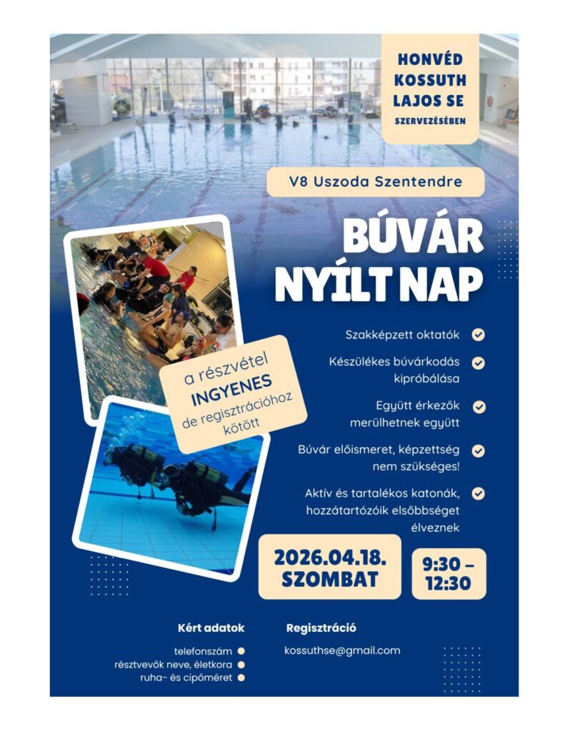 Búvár nyílt nap lesz a V8-ban április 18-án